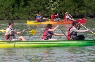 Course canoe en famille